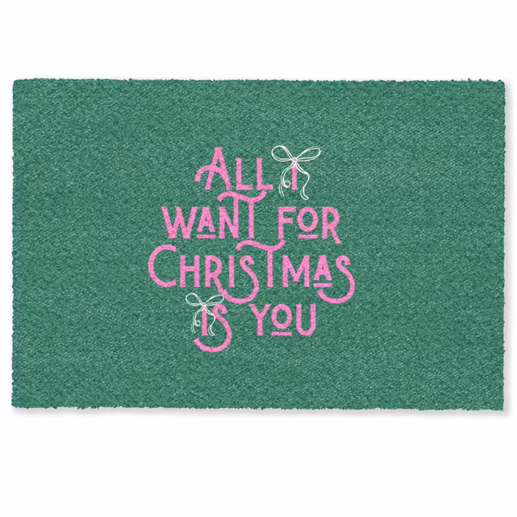 Deurmat - Kerst - Tekst - Roze - Groen — 1