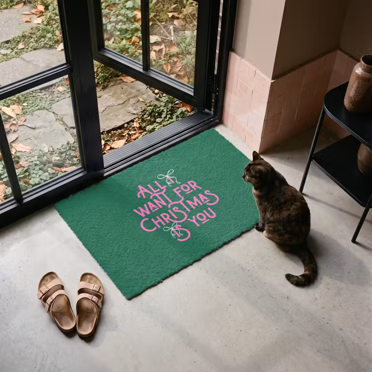 Deurmat - Kerst - Tekst - Roze - Groen — 2