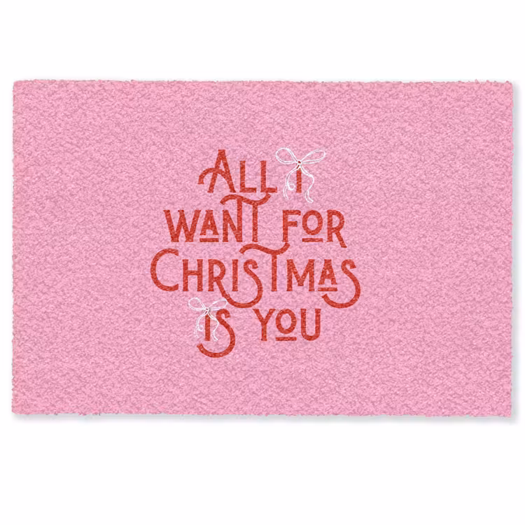 Deurmat - Tekst - Kerst - Roze - Rood — 1