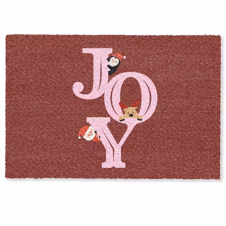 Deurmat - Joy - Kerst - Animatie - Rood - Roze — 1