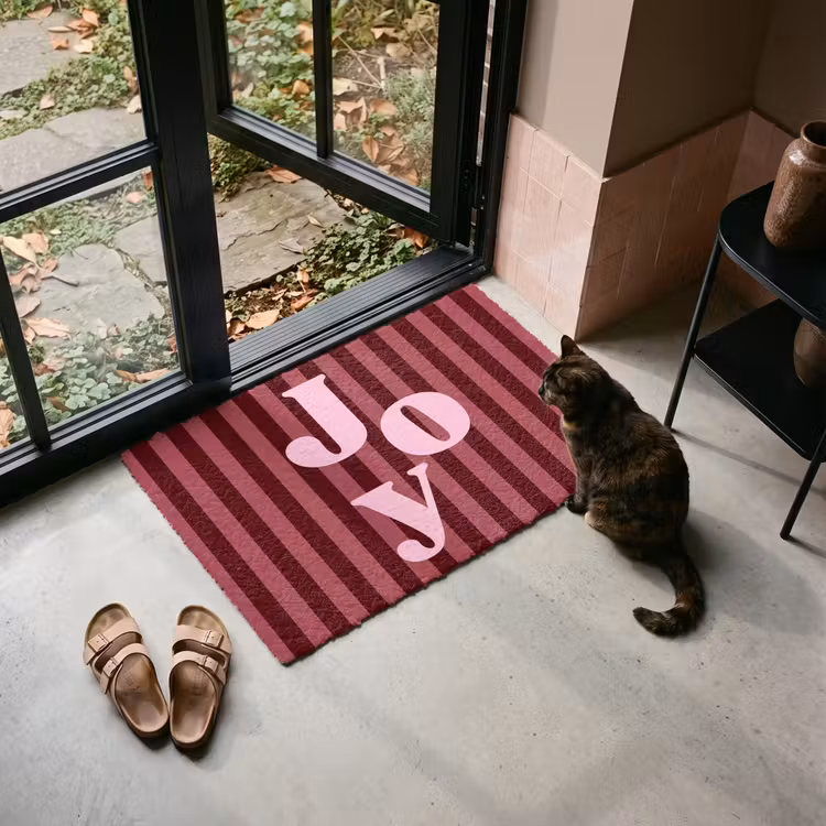 Deurmat - Joy - Kerst - Tekst - Roze — 2