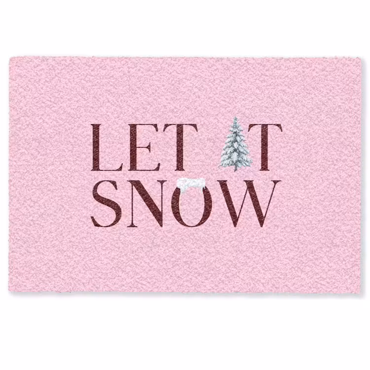 Deurmat - Kerst - Tekst - Sneeuw - Roze — 1