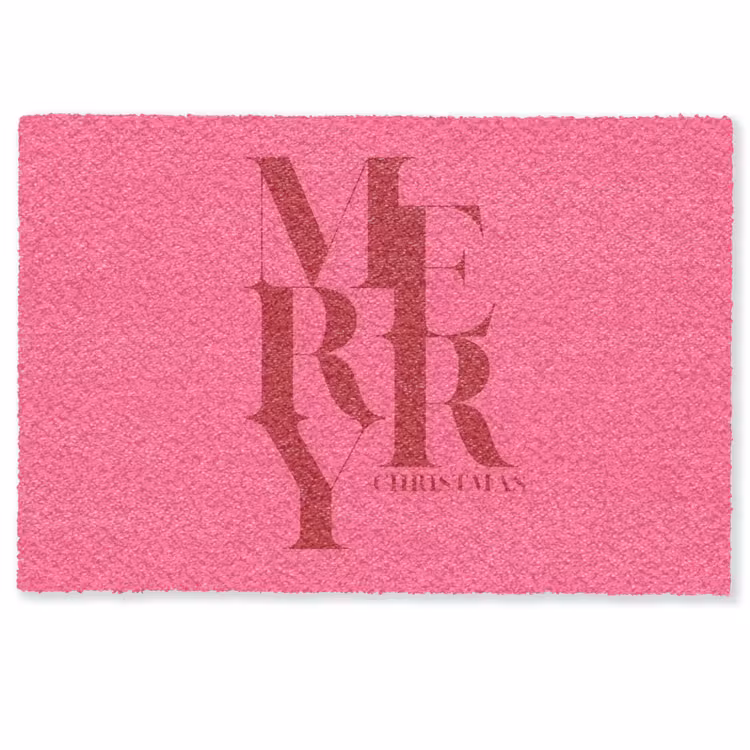 Deurmat - Merry - Tekst - Kerst - Roze — 1