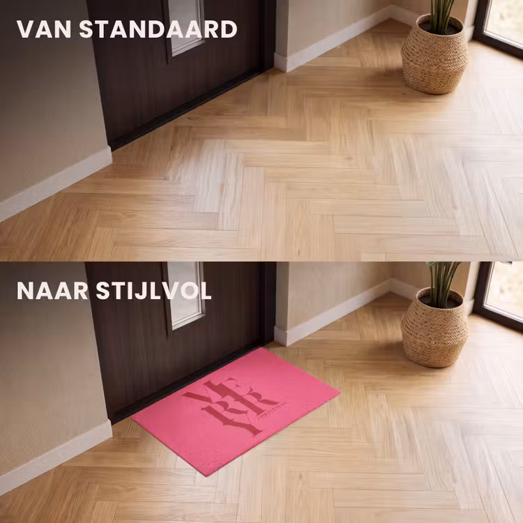 Deurmat - Merry - Tekst - Kerst - Roze — 3