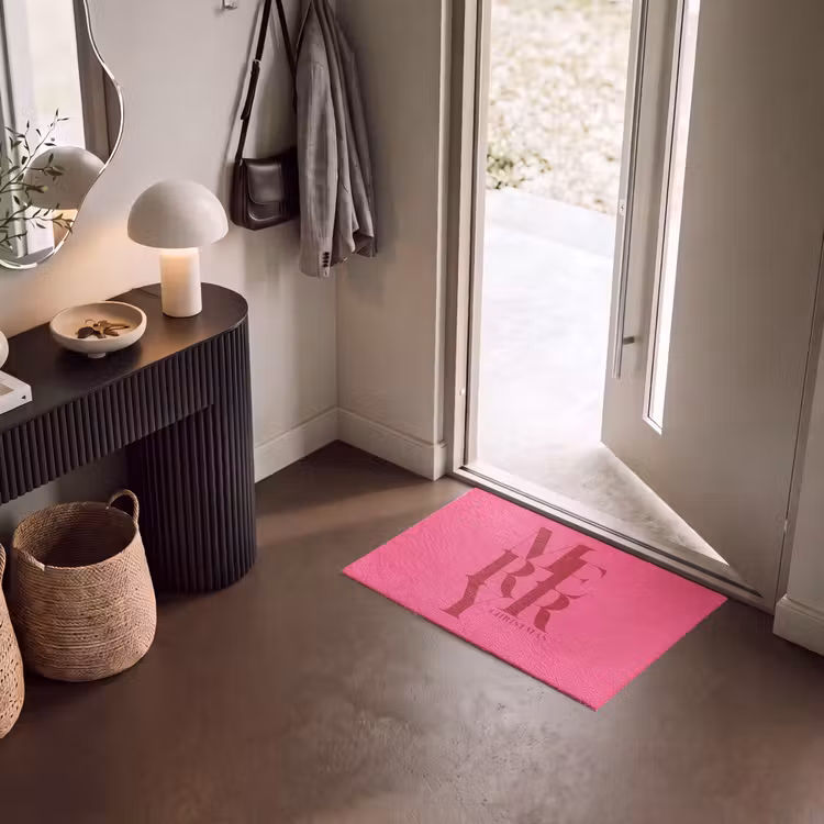 Deurmat - Merry - Tekst - Kerst - Roze — 8