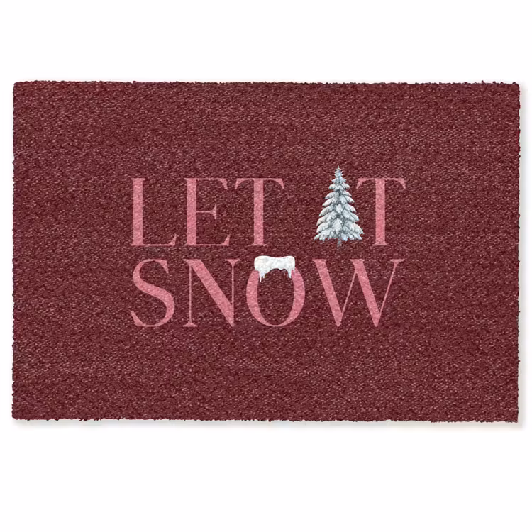 Deurmat - Tekst - Kerst - Sneeuw - Roze — 1