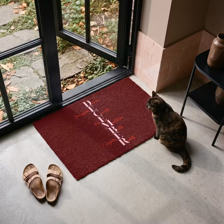 Deurmat - December - Tekst - Kerst - Burgundy — 2