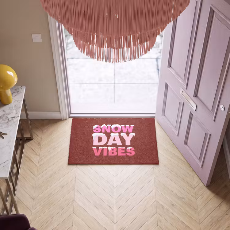 Deurmat - Kerst - Tekst - Sneeuw - Rood - Roze — 4