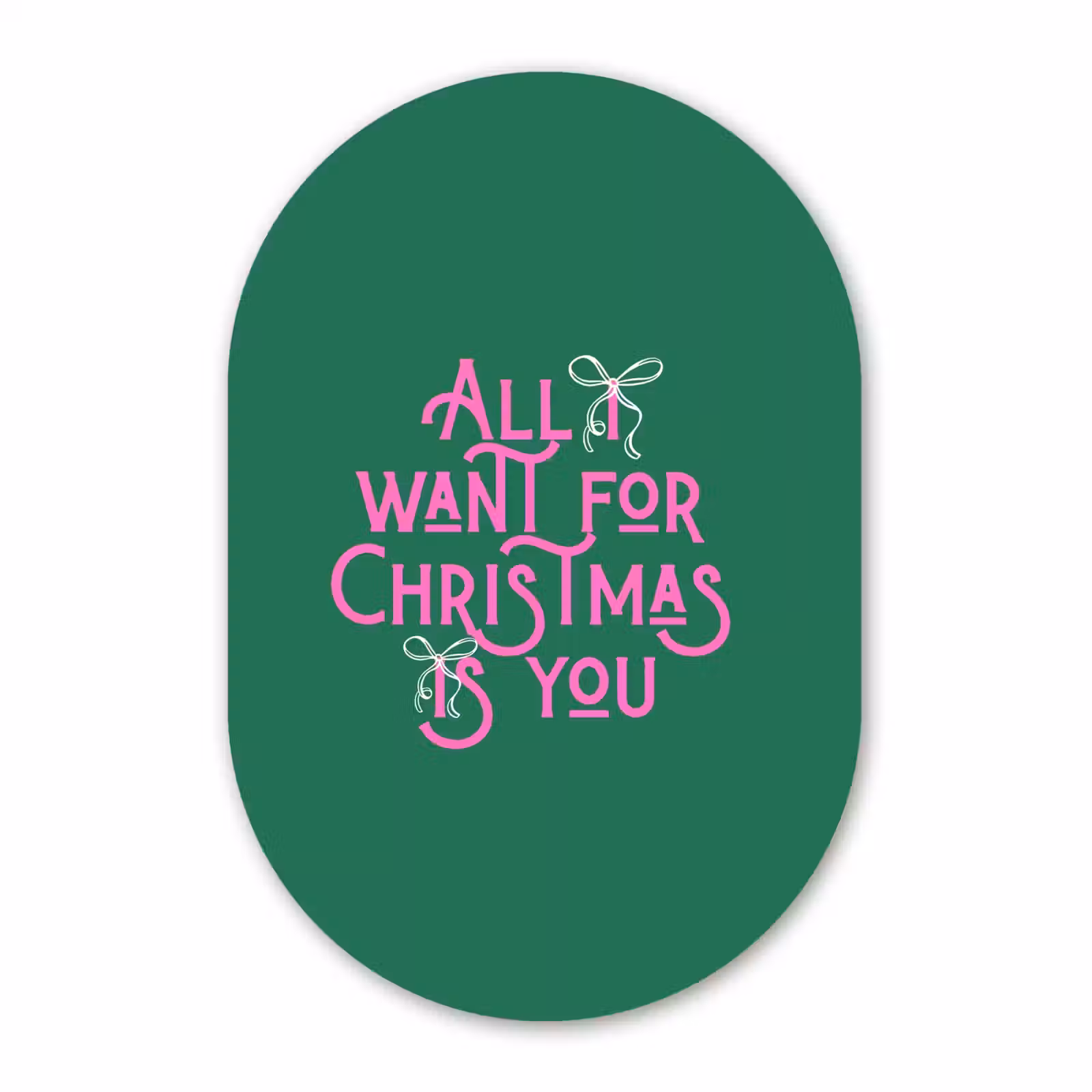 Muurovaal - Glas - Kerst - Tekst - Roze - Groen — 1
