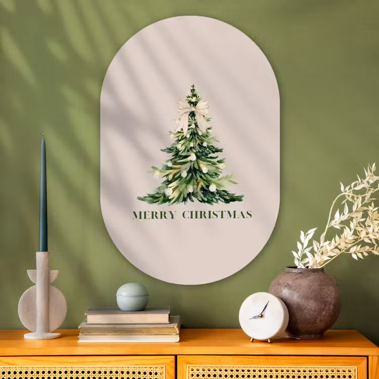 Muurovaal - Glas - Kerst - Kerstboom - Tekst — 2