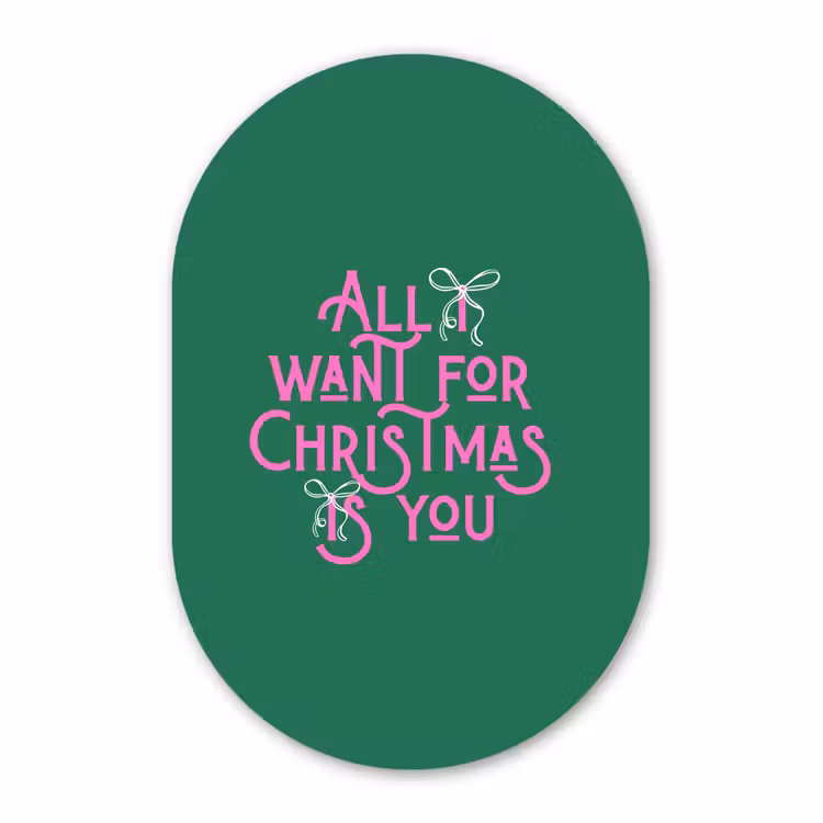 Muurovaal - Glas - Kerst - Tekst - Roze - Groen