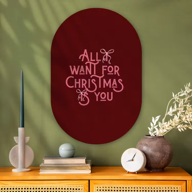 Muurovaal - Glas - Tekst - Kerst - Rood - Roze — 2