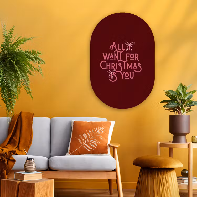Muurovaal - Glas - Tekst - Kerst - Rood - Roze — 3