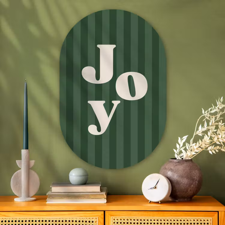 Muurovaal - Glas - Joy - Kerst - Tekst - Groen — 2
