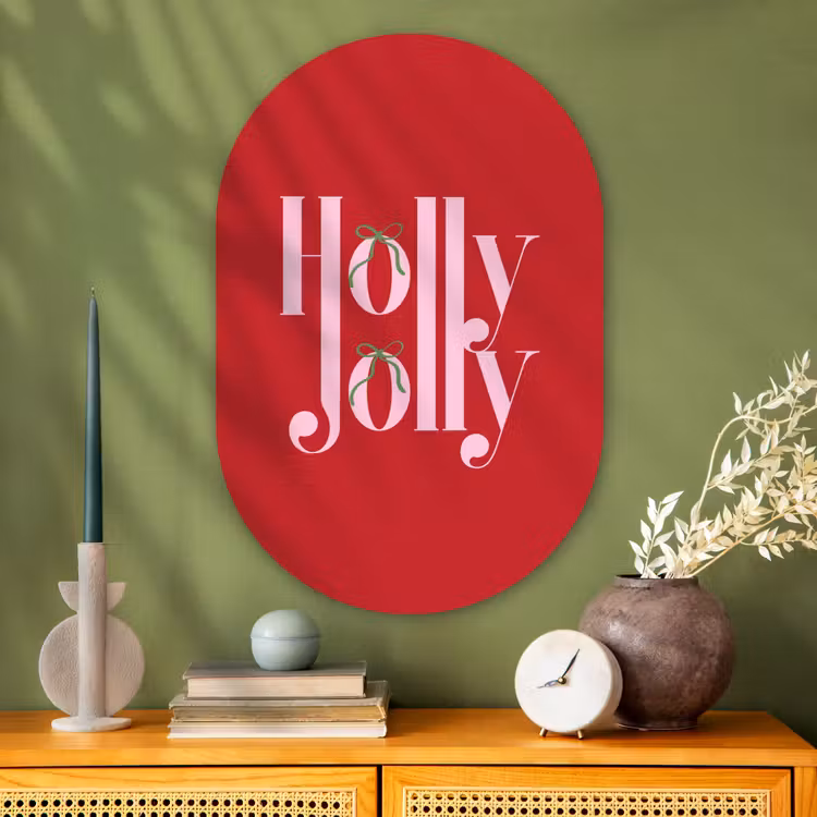 Muurovaal - Glas - Kerst - Roze - Rood - Tekst — 2