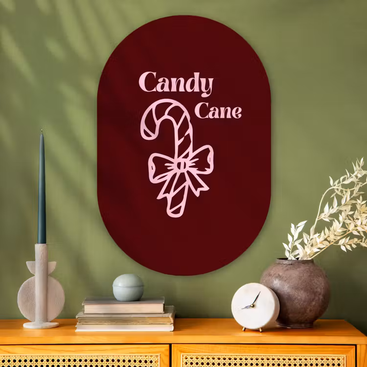 Muurovaal - Glas - Kerst - Snoep - Tekst - Roze — 2