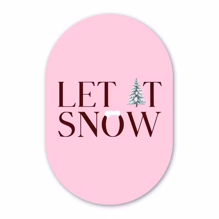 Muurovaal - Glas - Kerst - Tekst - Sneeuw - Roze