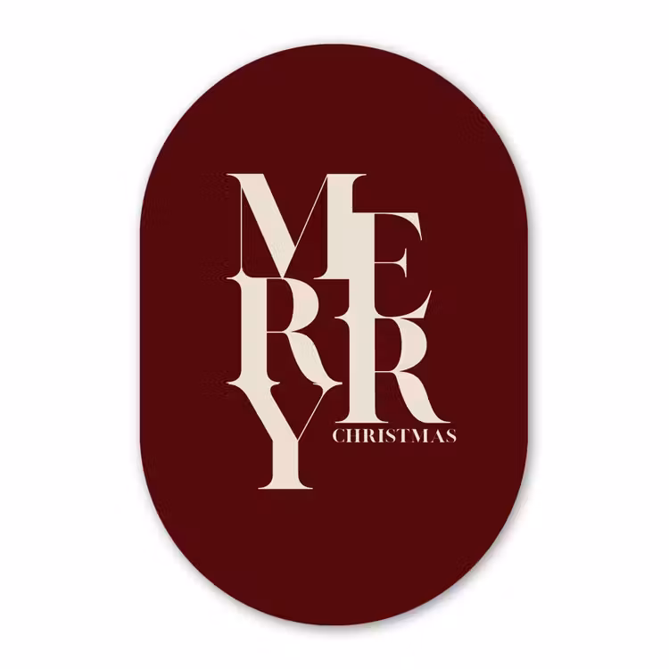 Muurovaal - Glas - Merry - Tekst - Donker - Rood