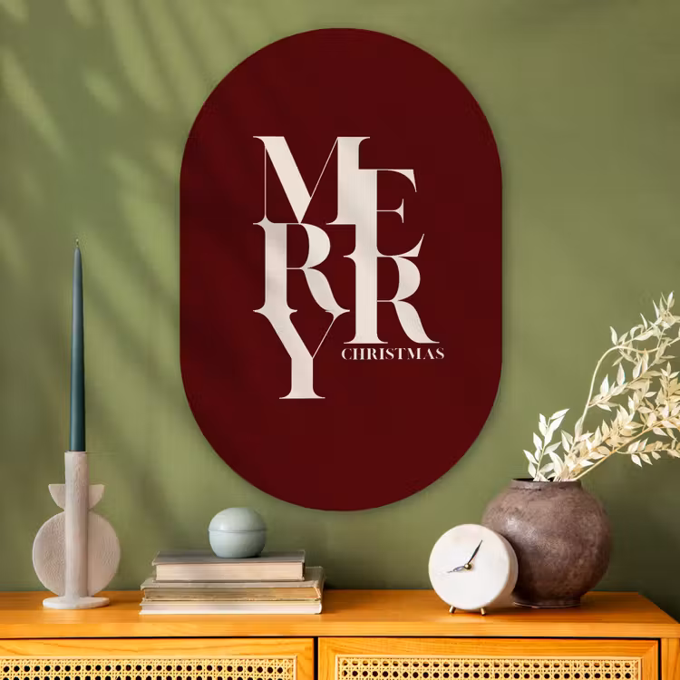 Muurovaal - Glas - Merry - Tekst - Donker - Rood — 2