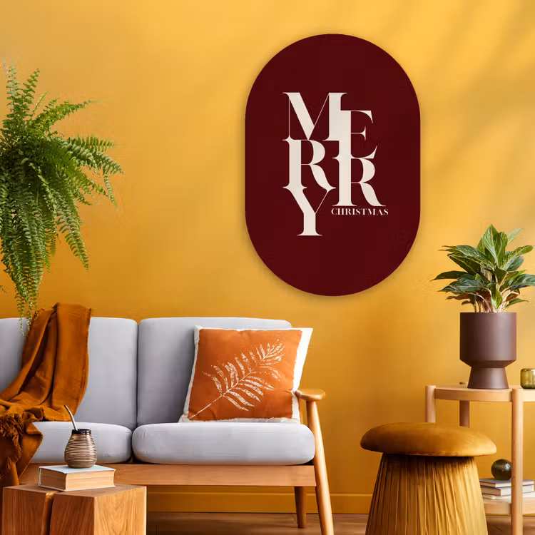 Muurovaal - Glas - Merry - Tekst - Donker - Rood — 3