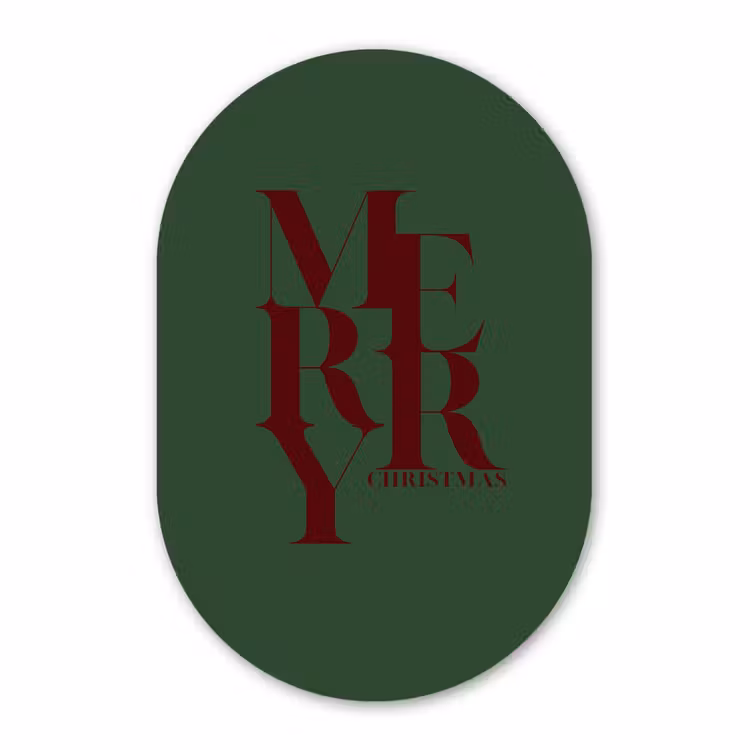 Muurovaal - Glas - Merry - Tekst - Groen - Kerst