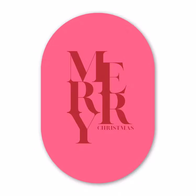 Muurovaal - Glas - Merry - Tekst - Kerst - Roze — 1