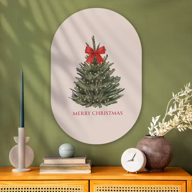 Muurovaal - Glas - Tekst - Kerst - Kerstboom — 2
