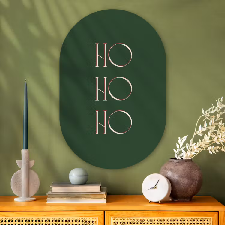 Muurovaal - Glas - Tekst - Kerst - Modern - Groen — 2