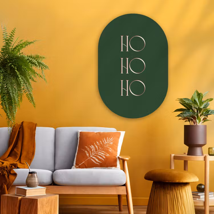 Muurovaal - Glas - Tekst - Kerst - Modern - Groen — 3