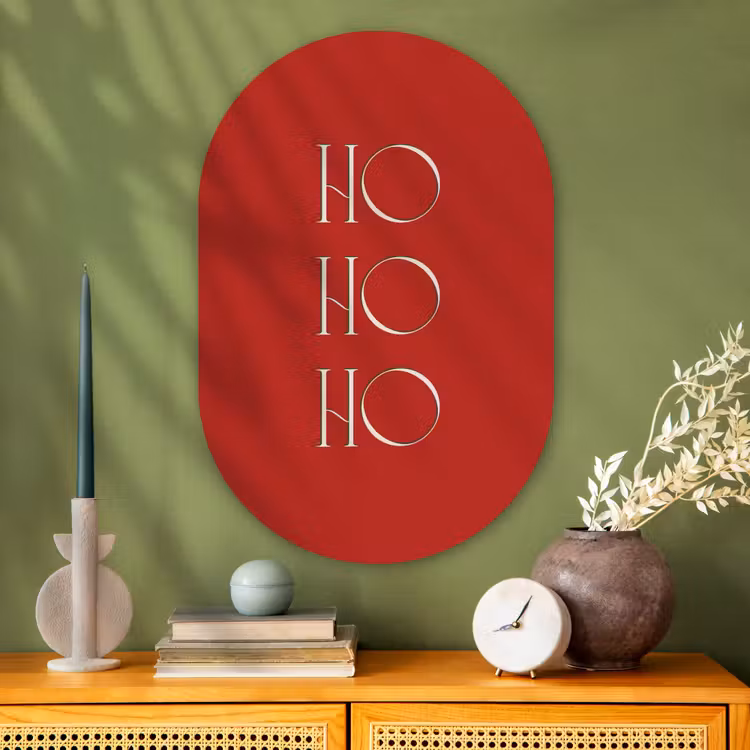 Muurovaal - Glas - Tekst - Kerst - Modern - Rood — 2