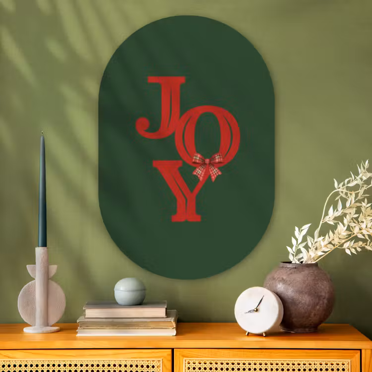 Muurovaal - Glas - Tekst - Kerst - Rood — 2