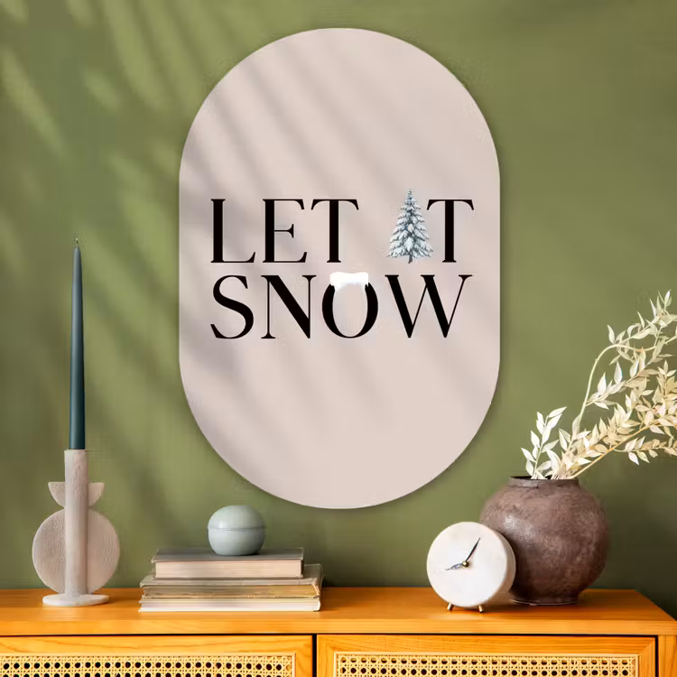 Muurovaal - Glas - Tekst - Kerst - Sneeuw — 2