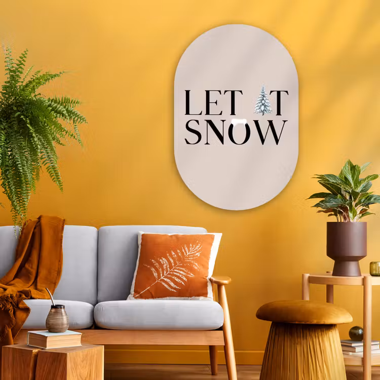 Muurovaal - Glas - Tekst - Kerst - Sneeuw — 3