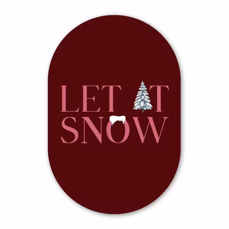 Muurovaal - Glas - Tekst - Kerst - Sneeuw - Roze