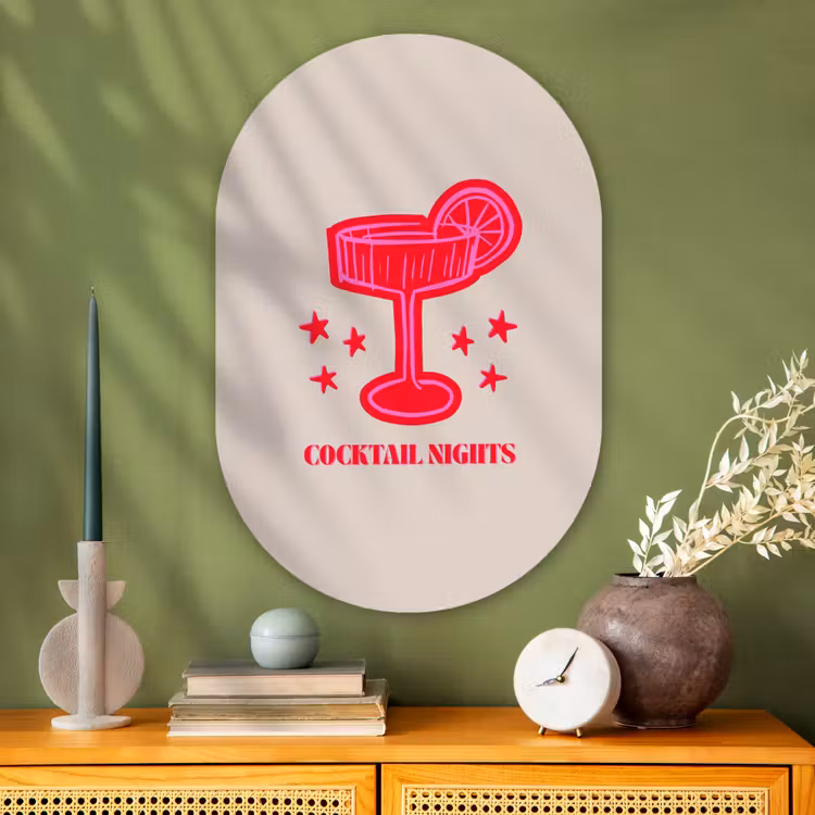 Muurovaal - Glas - Cocktail - Kerst - Beige - Roze — 2
