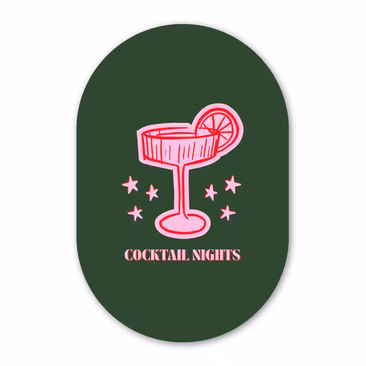 Muurovaal - Glas - Cocktail - Kerst - Roze - Groen — 1
