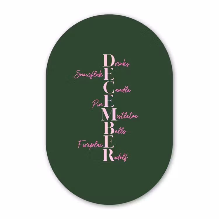Muurovaal - Glas - December - Tekst - Kerst - Groen — 1