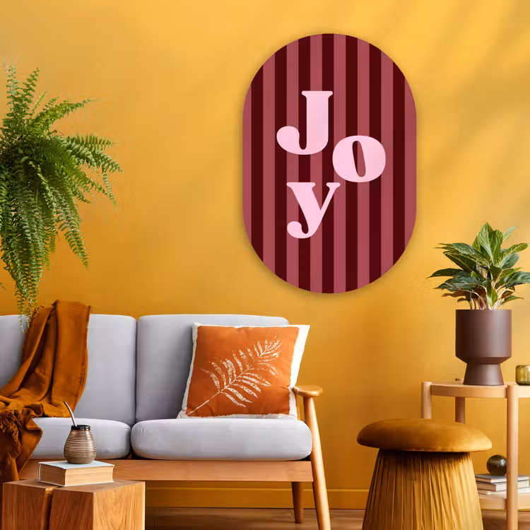 Muurovaal - Glas - Joy - Kerst - Tekst - Roze — 3