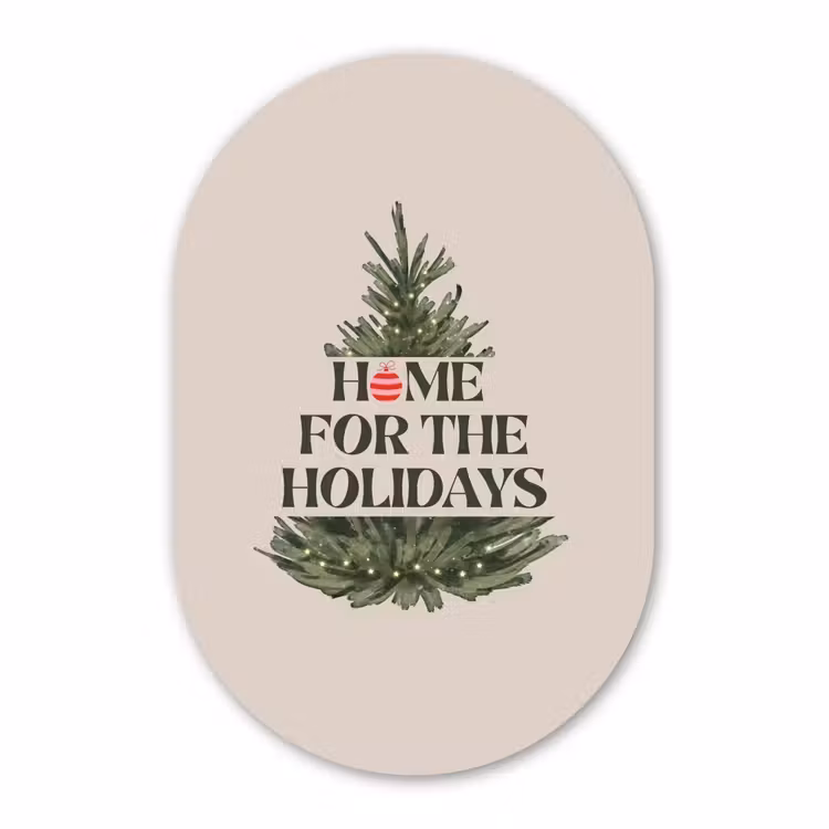 Muurovaal - Glas - Kerst - Tekst - Kerstboom - Beige — 1