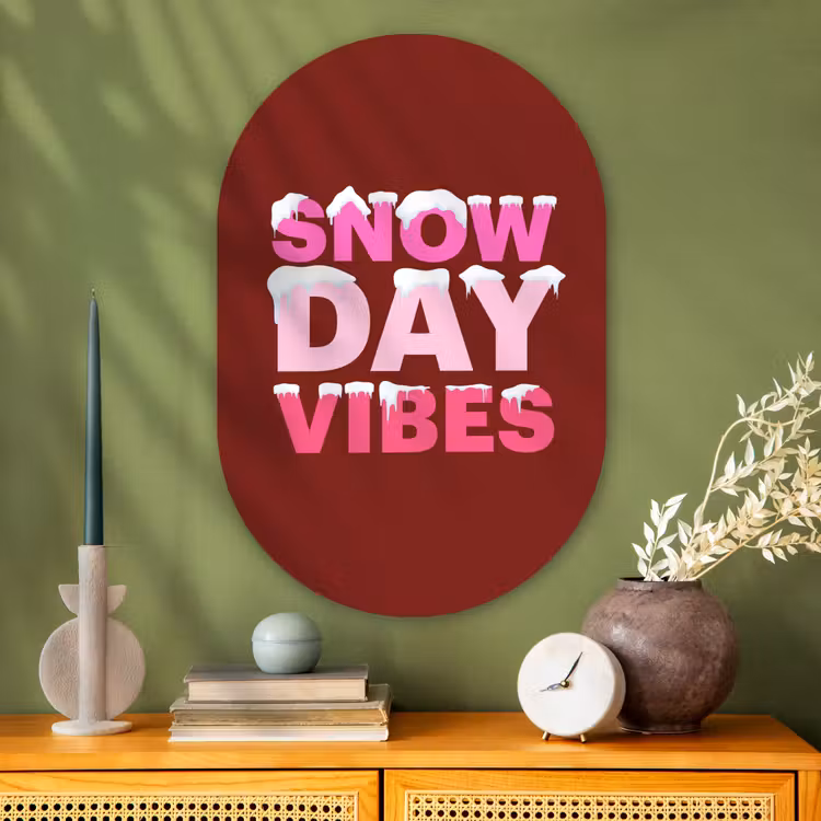 Muurovaal - Glas - Kerst - Tekst - Sneeuw - Rood - Roze — 2