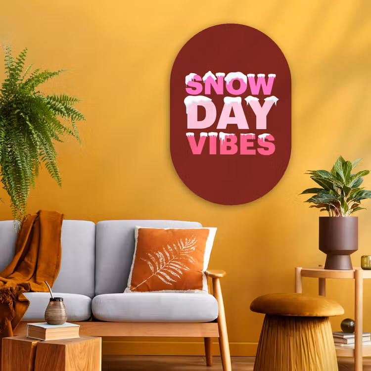 Muurovaal - Glas - Kerst - Tekst - Sneeuw - Rood - Roze — 3