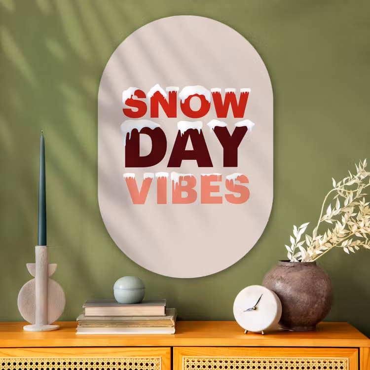 Muurovaal - Glas - Sneeuw - Kerst - Tekst - Rood — 2