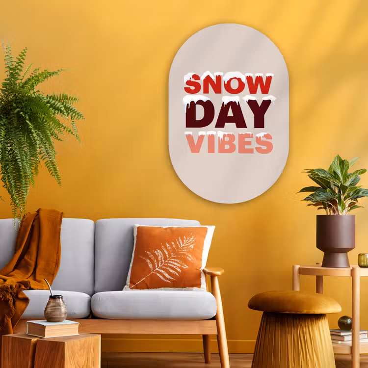 Muurovaal - Glas - Sneeuw - Kerst - Tekst - Rood — 3