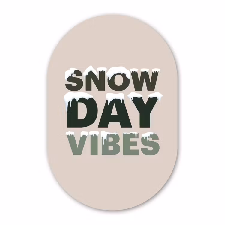 Muurovaal - Glas - Sneeuw - Tekst - Kerst - Beige — 1