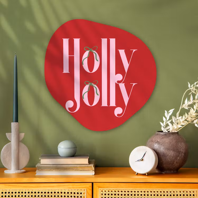 Organisch schilderij - Glas - Kerst - Roze - Rood - Tekst — 2