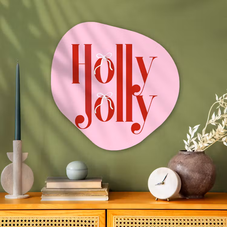 Organisch schilderij - Glas - Kerst - Tekst - Rood - Roze — 2