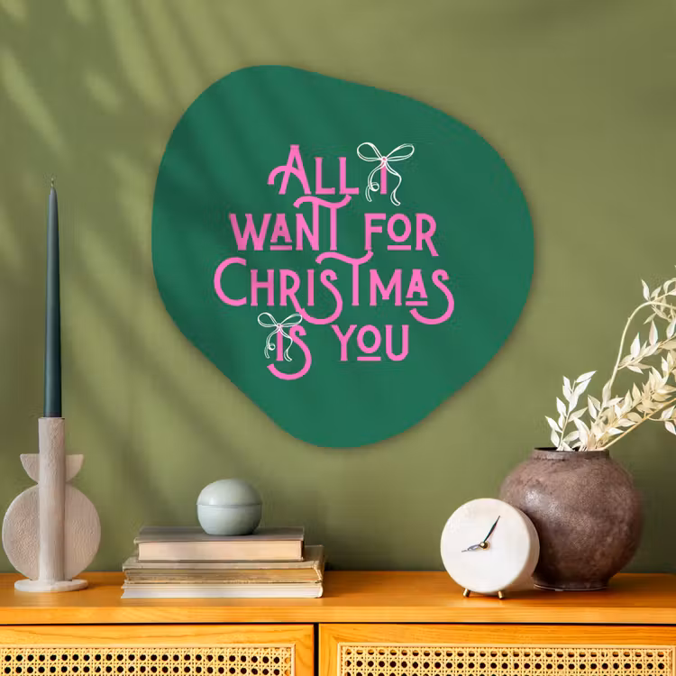 Organisch schilderij - Glas - Kerst - Tekst - Roze - Groen — 2