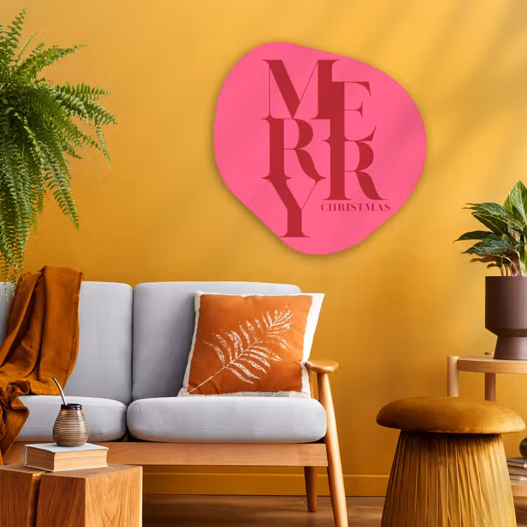 Organisch schilderij - Glas - Merry - Tekst - Kerst - Roze — 3