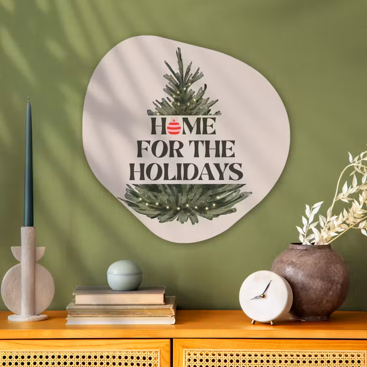 Organisch schilderij - Glas - Kerst - Tekst - Kerstboom - Beige — 2