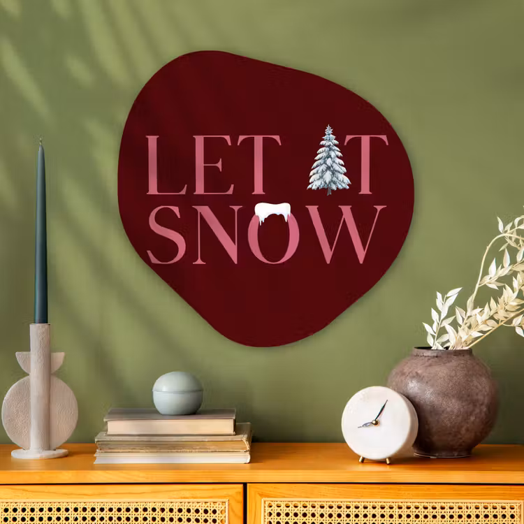 Organisch schilderij - Glas - Tekst - Kerst - Sneeuw - Roze — 2